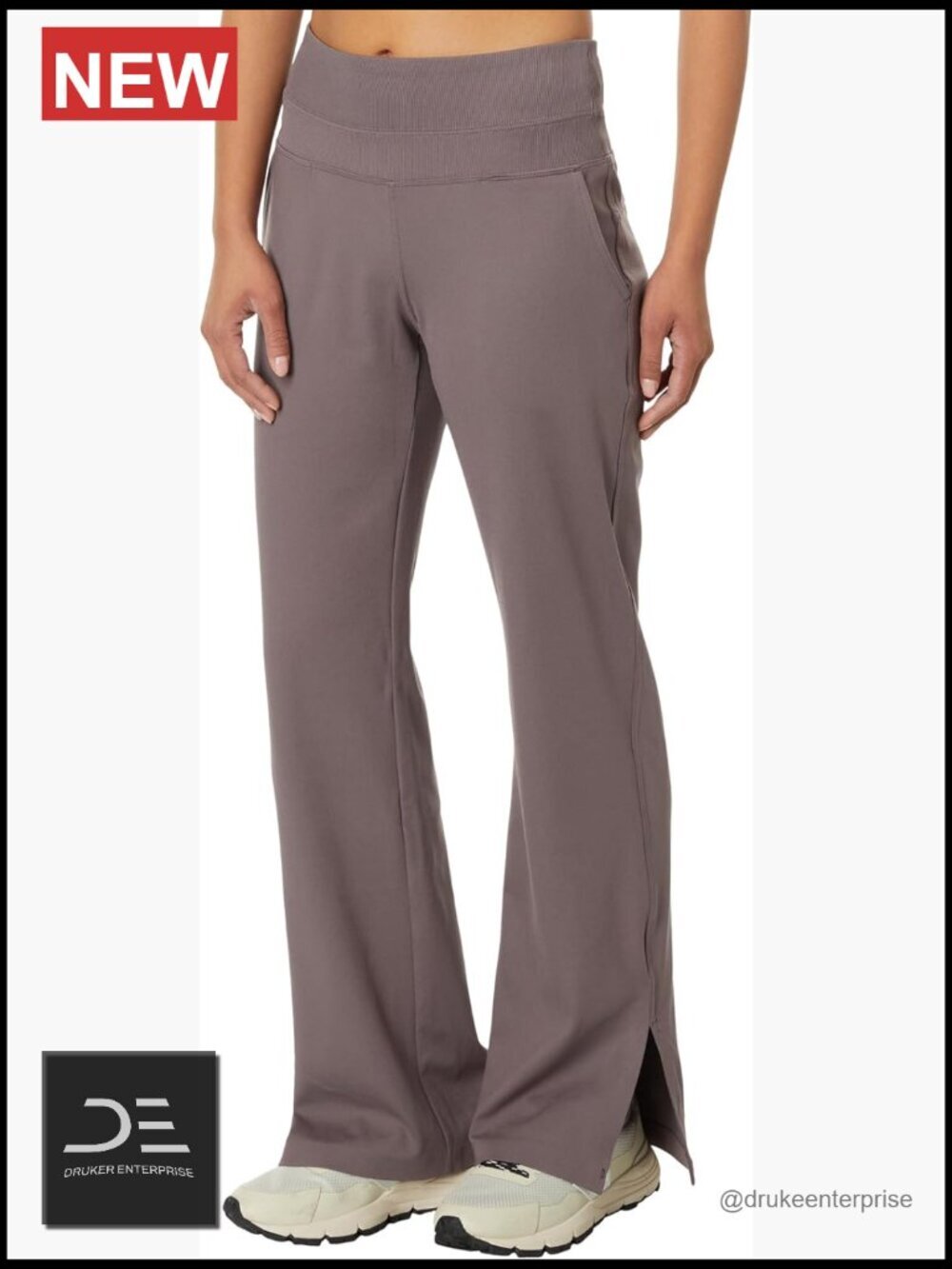 High Rise Flare Leg Yoga Pants with Pockets, Polyester Spandex